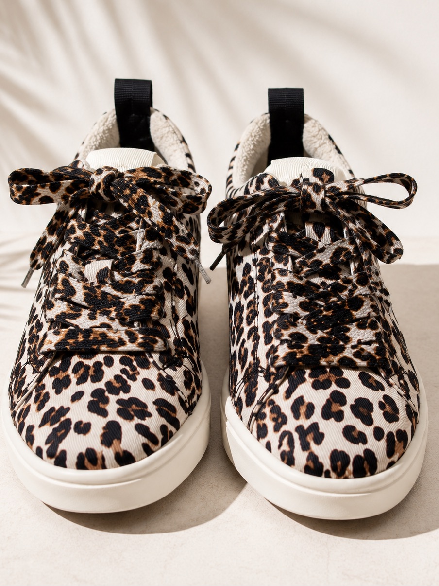 Kate Spade K As In Kate Court Sneakers Leopard Print Size 7 Nwob Xtra Laces